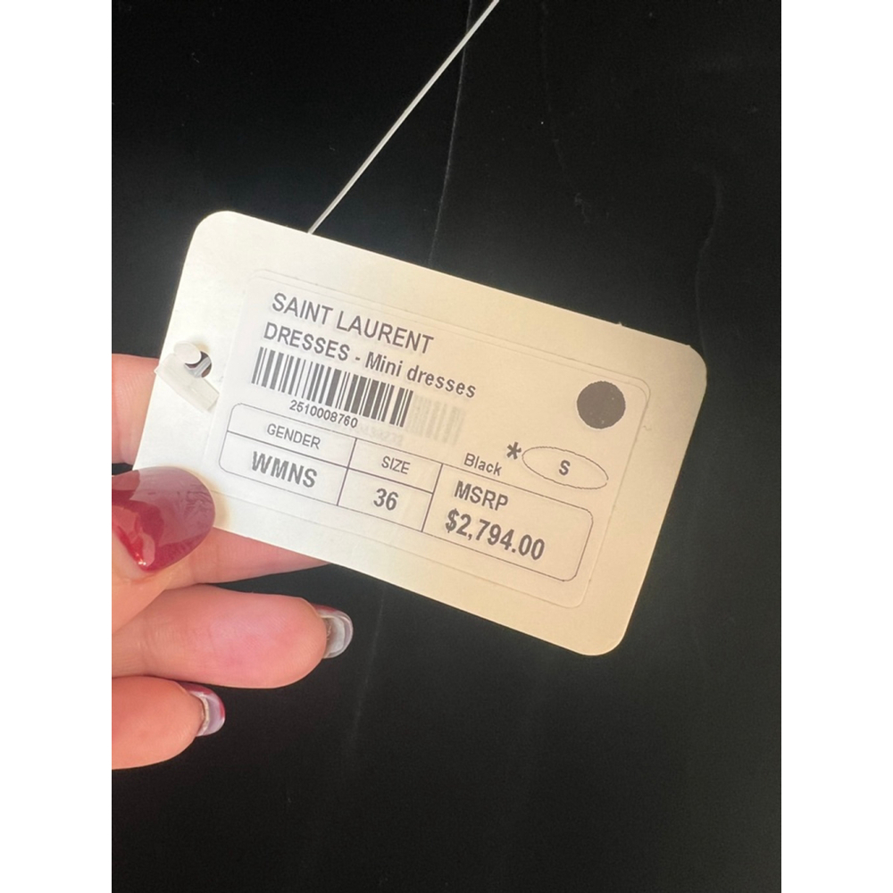 NWT Saint Laurent Black Velvet Mini Dress S - Picture 7 of 15